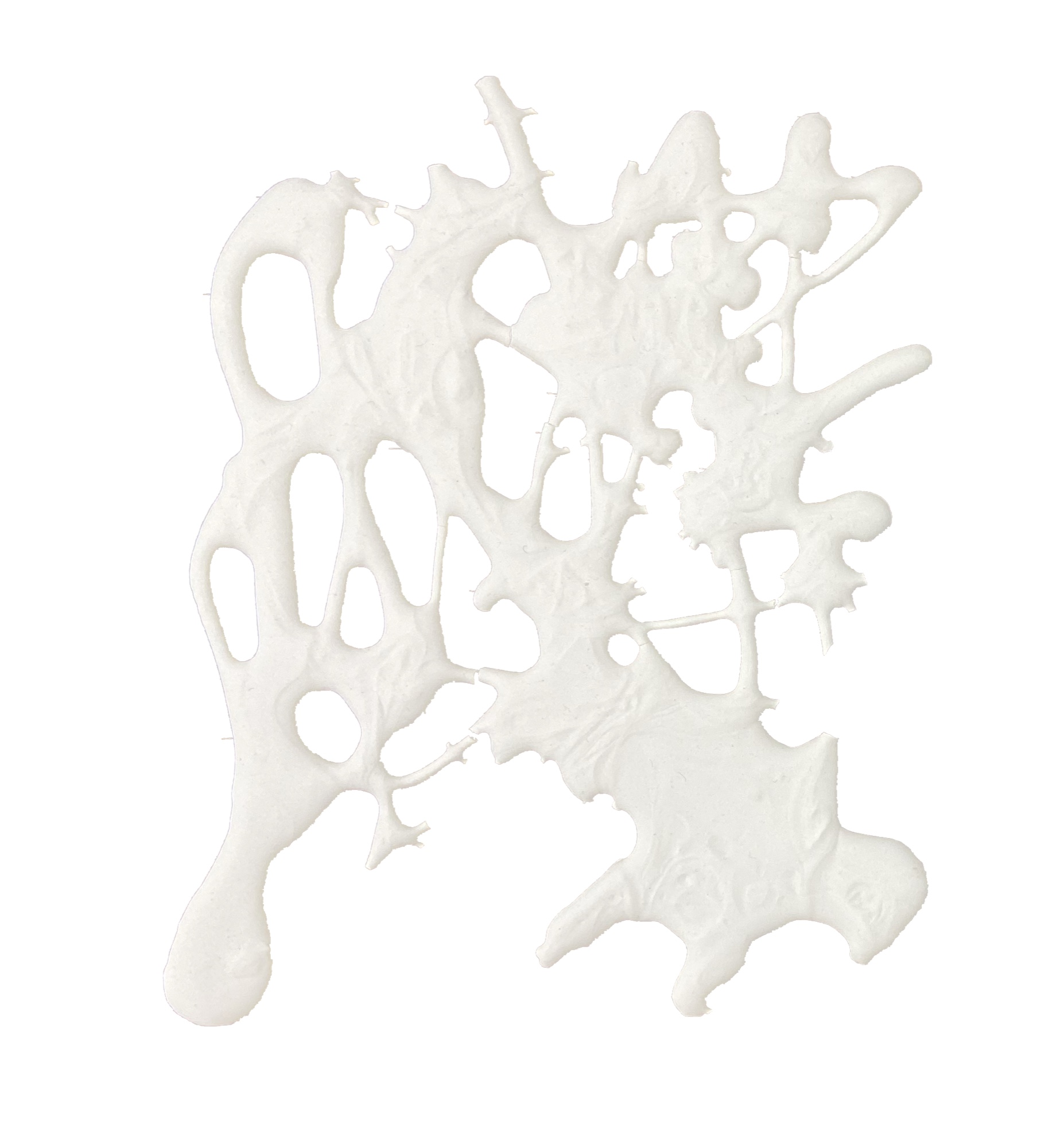 White clay form emerging through an irregular spontaneous gesture